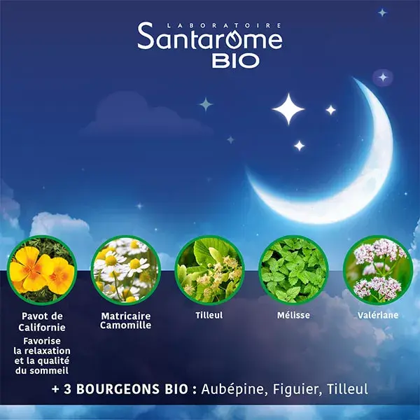 Santarome - Bonne Nuit Bio - Aide à l'endormissement - 30 gummies