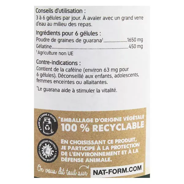 Nat & Form Guarana Integratore Alimentare 200 capsule