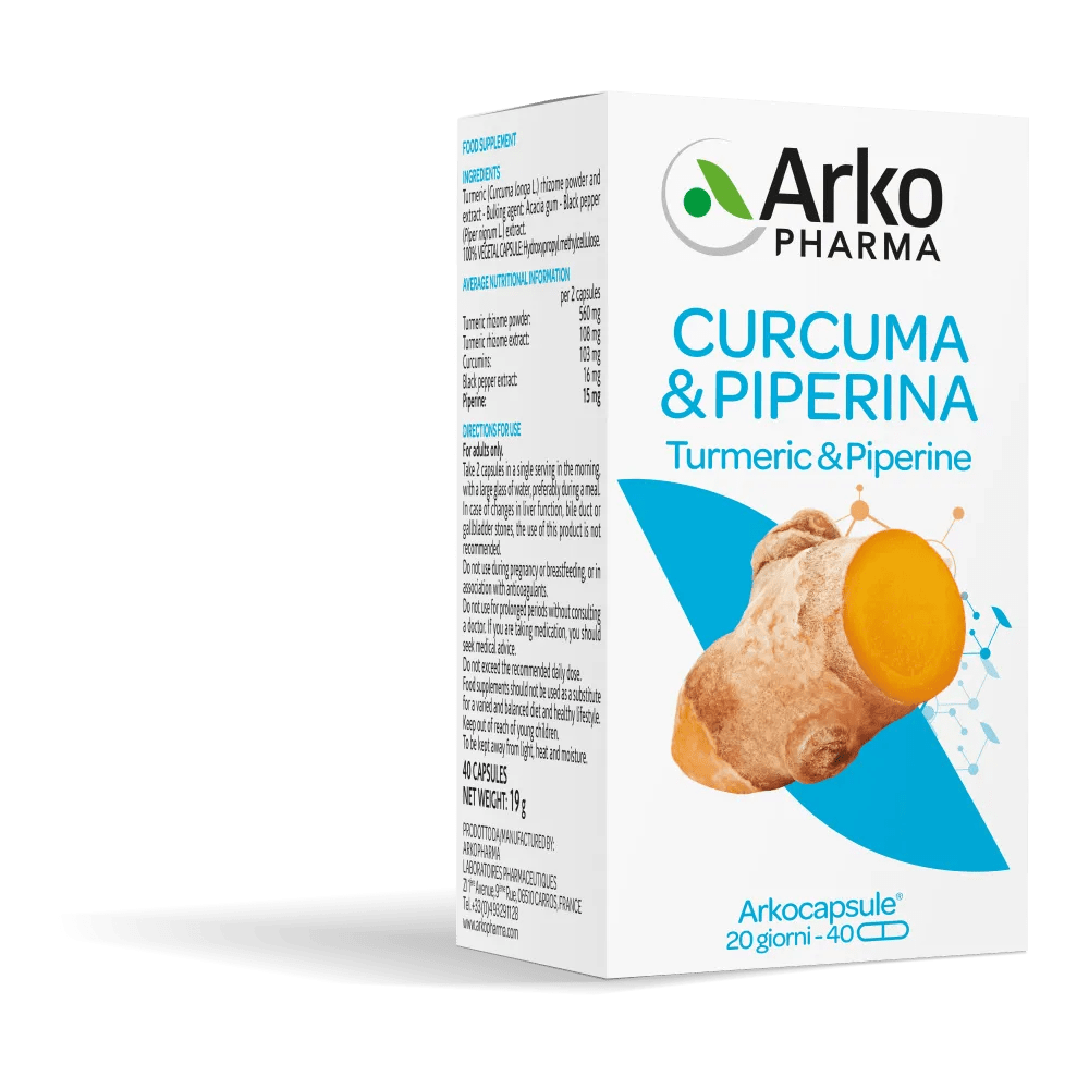 Arkocapsule Bio Curcuma + Piperina Integratore Articolare 40 Capsule