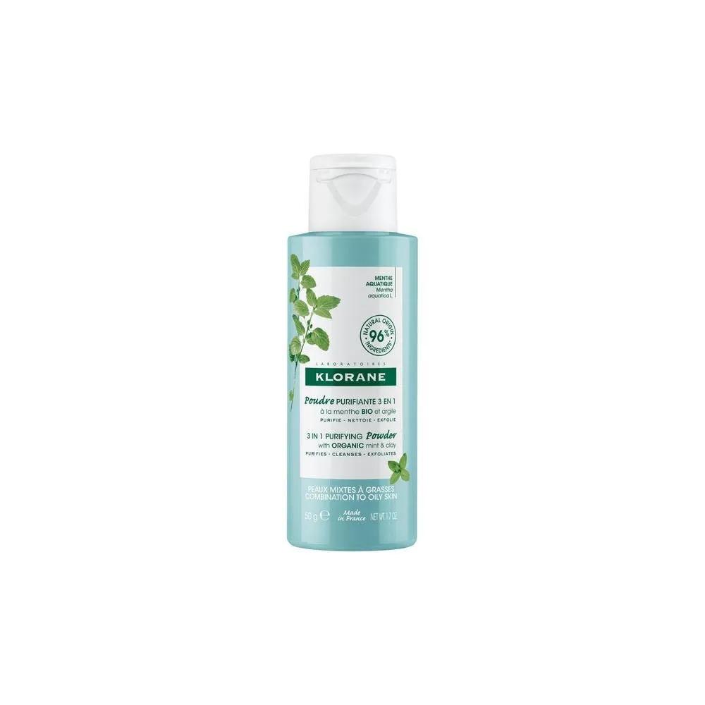 Klorane Polvere Purificante 3 In 1 Alla Menta Bio e All'Argilla Flacone 50 gr