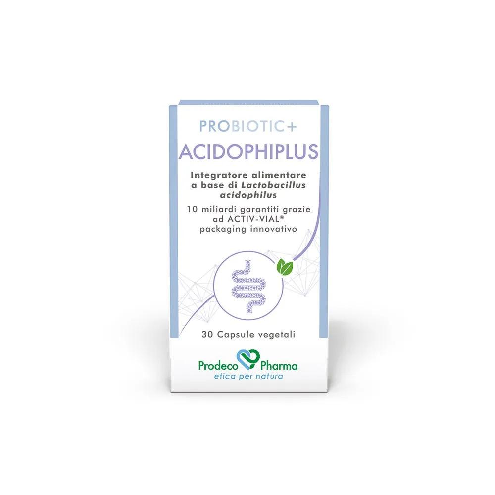 Probiotic+ Acidophiplus Integratore per Riequilibrare la Funzionalità dell'Intestino e Flora Batterica 30 Capsule