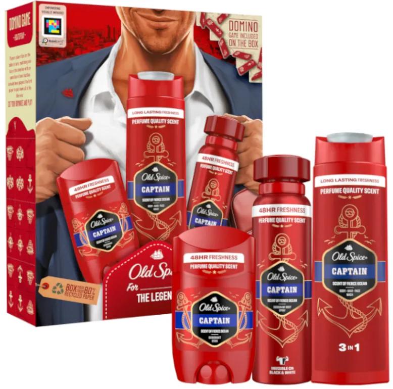 Old Spice Captain Gentleman Deodorant 150 ml + Deodorant 50 ml + Gel-Shampoo 250 ml