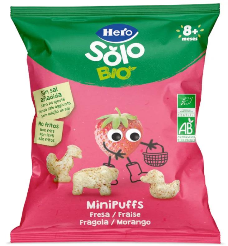 Hero Solo Bio MiniPuffs Biologische Aardbei Snack +8m 18 gr