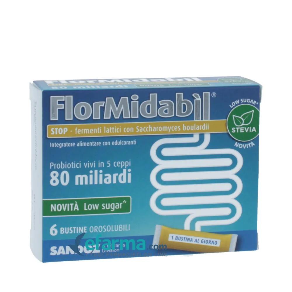 FlorMidabil Stop Con Stevia Integratore Contro la Diarrea 6 Bustine