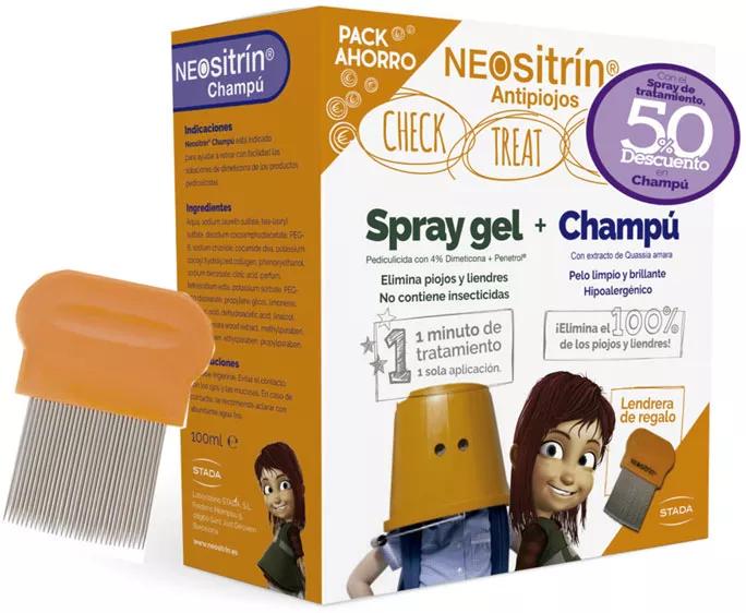 Neositrin Champú Antipiojos 100 ml + Protect Spray Anti-Piojos 100 ml +  100% Spray Gel Líquido 60 ml Online