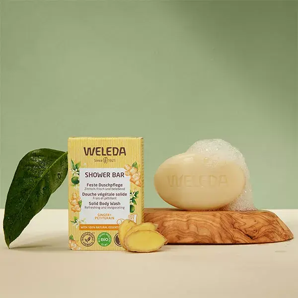 Weleda Shower Bar Solid Vegetable Shower Ginger & Petitgrain Organic 75g