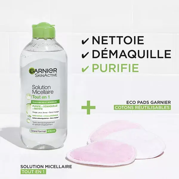 Garnier SkinActive Solution Micellaire Tout en 1 Peau Mixte et Sensible 400ml