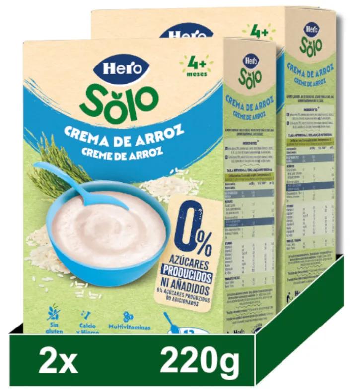 Bouillie de riz crémeuse Hero Baby +4 mois 2x220 gr