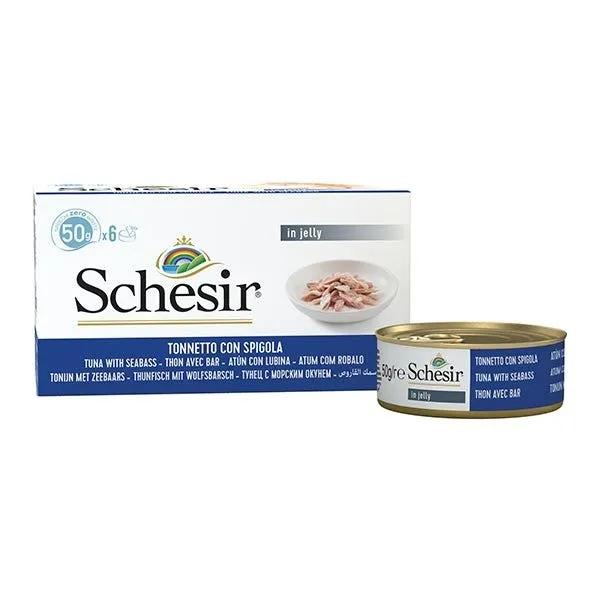 Schesir Multipack Lattina Tonnetto Con Spigola Cibo Umido Gatto 6X50G