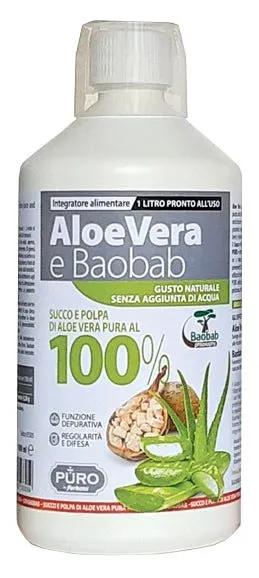 Forhans Puro Aloe Vera Succo E Polpa 100% + Baobab Naturale 1 Litro