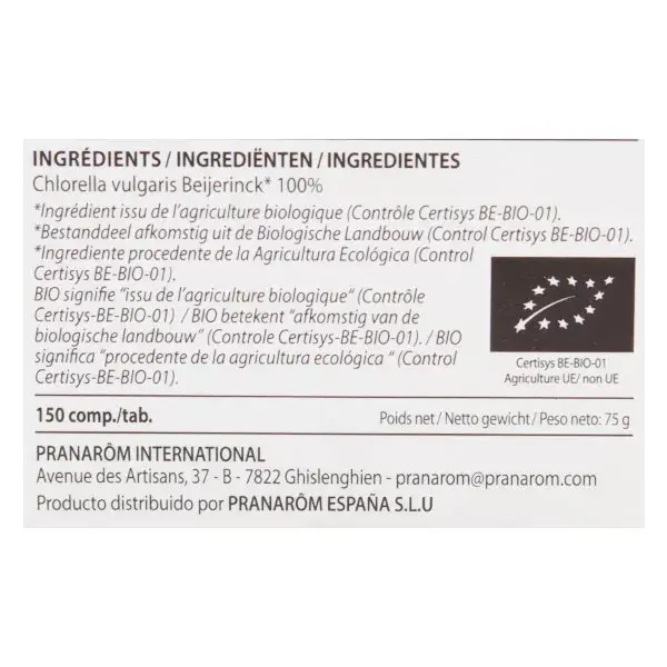 Pranarom Micro-Algues Chlorella Bio 150 comprimés