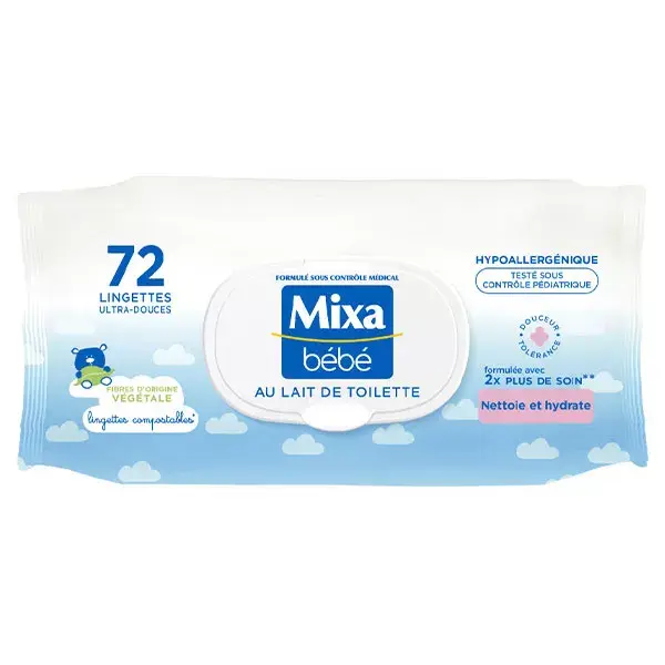 Mixa Baby Ultra-Mild Cleansing Milk Wipes 72 units