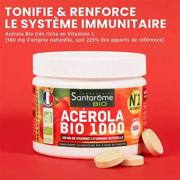 Santarome Organic Acerola Bio 1000 60chewable tablets