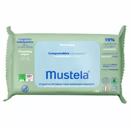 Mustela Lingettes Nettoyantes Compostables Parfumées 60 unités