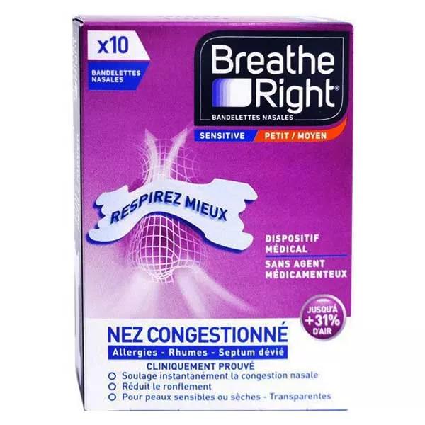Breathe Right Nasal Strips Sensitive Medium Congested Nose 10 units