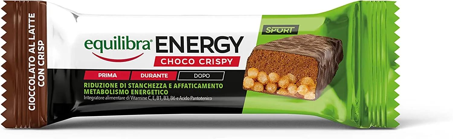 Equilibra Barretta Energy Choco Crispy per la Riduzione di Stanchezza ed Affaticamento 1 Barretta da 40 g