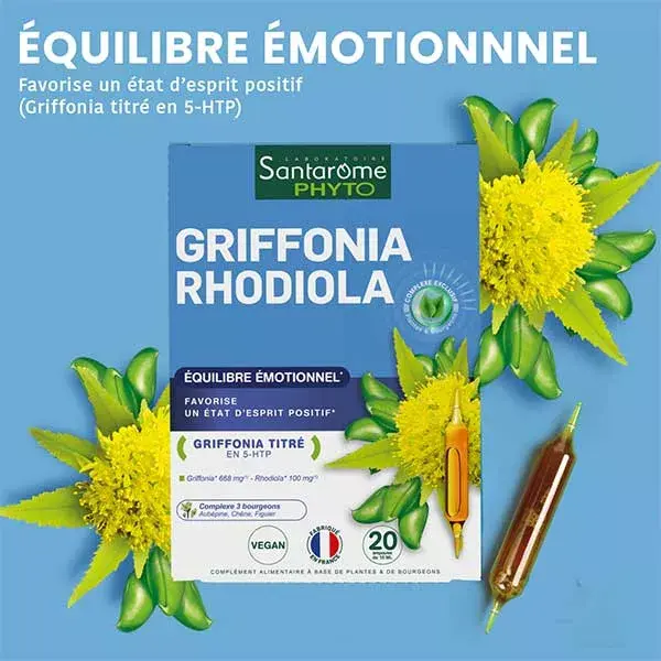Santarome Organic Griffonia Rhodiola Supplement Vials x 20 