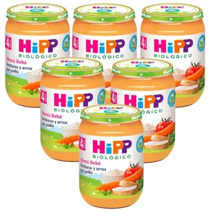 HiPP Tarrito de Verduras y Arroz con Pollo BIO +4m 6x190 gr