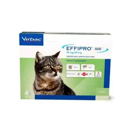 Virbac Effipro Duo Insecticide Chat spot on pipette boite de 4