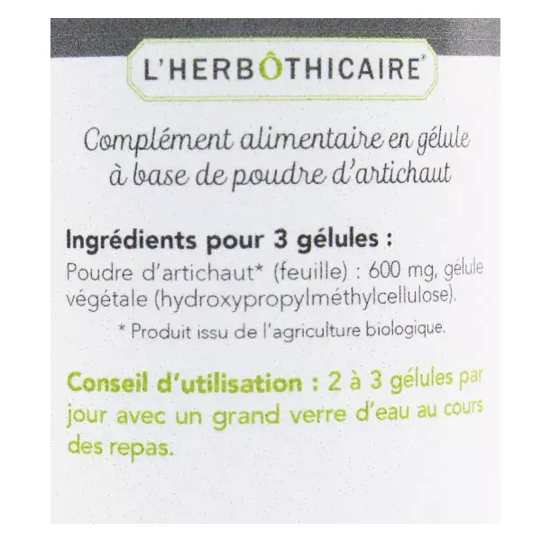 L'Herbôthicaire Artichoke Organic 60 capsules