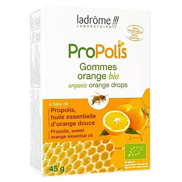 Ladrôme Propolis Gommes Orange Bio 45g