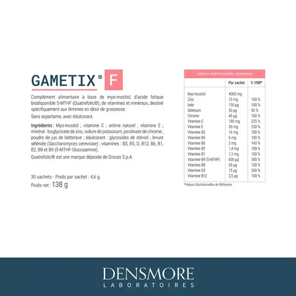Densmore Gametix F Fertilité,Conception, Grossesse - Acide folique -1 mois