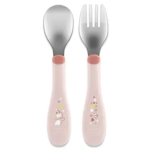 Chicco Stainless Steel Cutlery Set Pink +18m