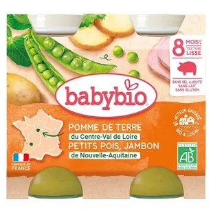 Babybio Menu du Jour Pots Patata Piselli Prosciutto dai 8 mesi 2 x 200g