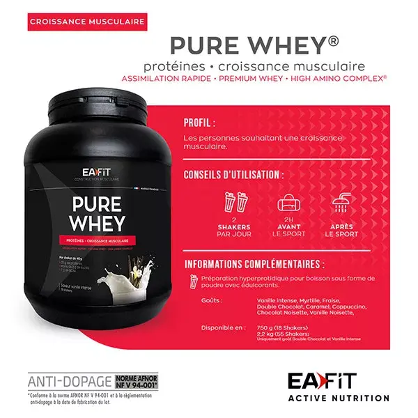 Eafit Pure Whey Proteine gusto Fragola 750g