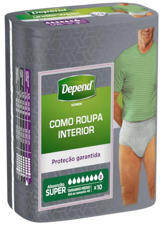 Depend Extra-Discreet Adult Diaper Super S/M Men 10 units