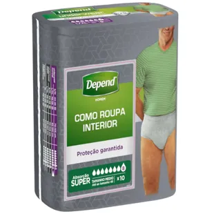 Depend Extra-Discreet Adult Diaper Super S/M Men 10 units