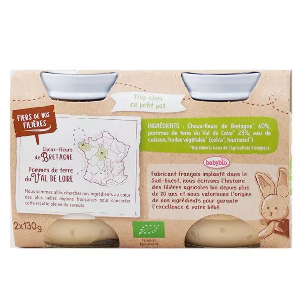 Babybio My Vegetables Pots Cabbage Flower Potato from 6 months 2 x 130g