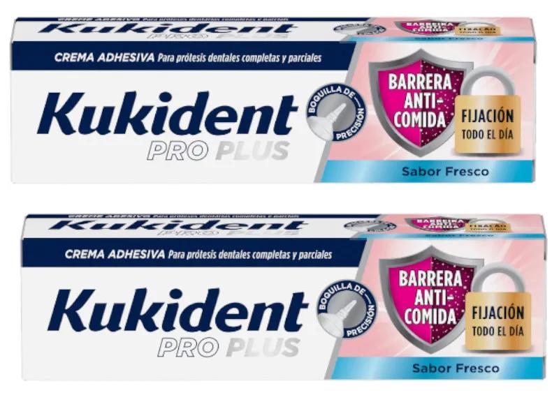 Kukident Pro Plus Barrière Anti-Alimentaire Saveur Fraîche 2x40 gr PACK VALEUR