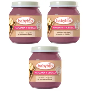 Babybio Apple Plum Jar +4m 3x130 gr
