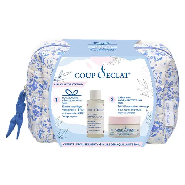 Coup d'Eclat Trousse Liberty Huile Lactée Démaquillante 50ml + Crème Fine Hydra-Protect 24H 50ml