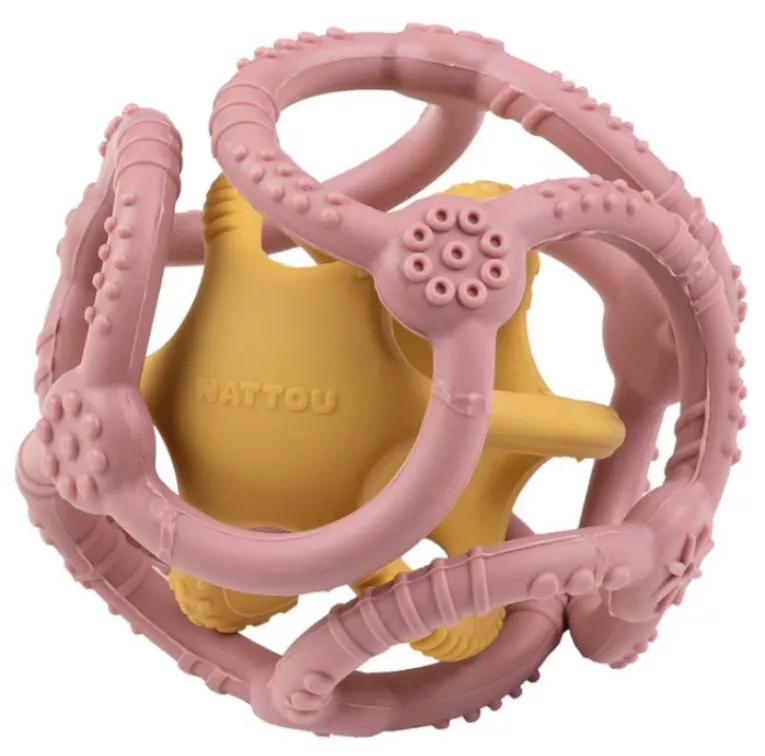 Nattou Anneaux de Dentition avec Boule Rose/Curry 2 unités