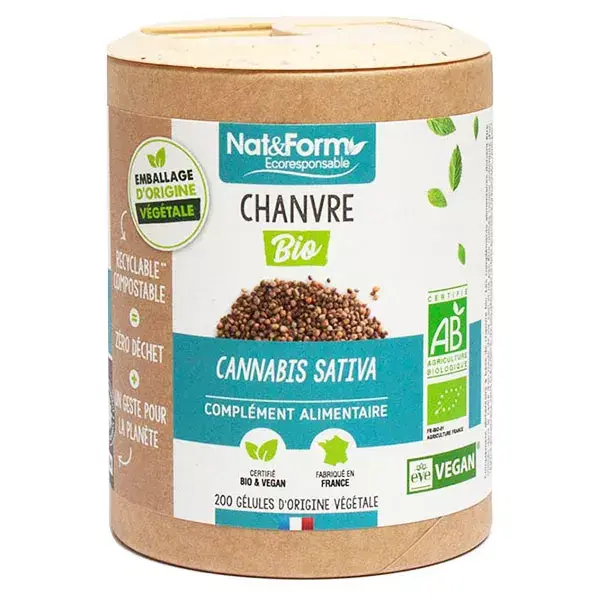 Nat & Form Écoresponsable Chanvre Bio 200 gélules végétales