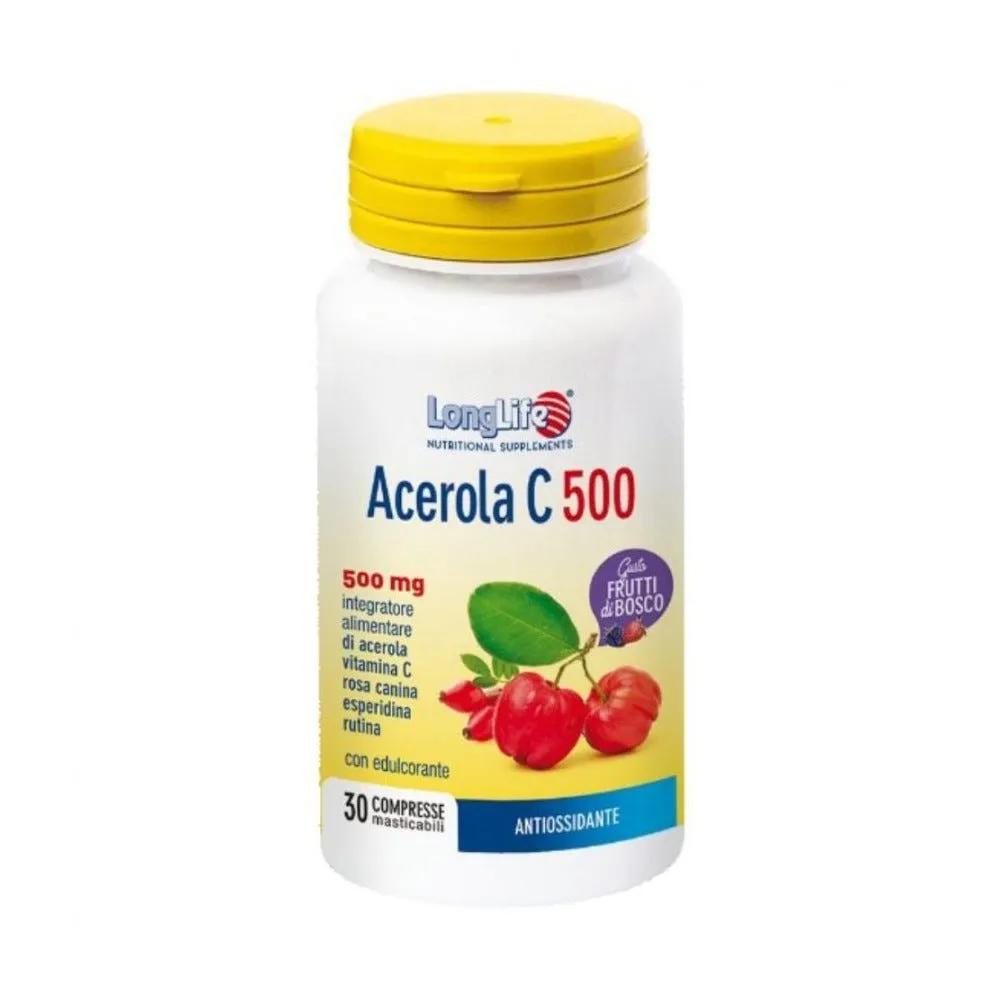 LongLife Acerola C100 Integratore di Vitamine Difese Immunitarie Frutti di Bosco