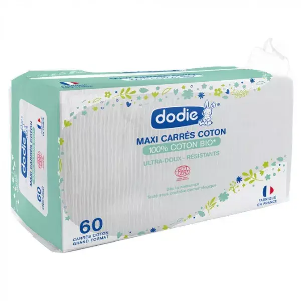 Dodie Maxi Quadrati di Cotone Bio 60 unità