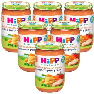 HiPP Tarrito de Verduras con Pasta y Pollo BIO +12m 6x220 gr