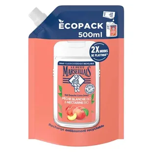 Ricarica di gel doccia biologico alla pesca bianca e nettarina Le Petit Marseillais 500 ml