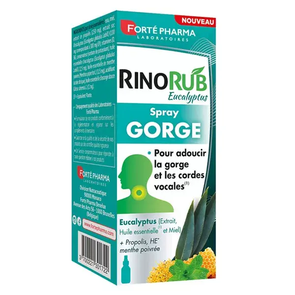Forté Pharma RinoRub Spray Gorge irritée Toux Huile Essentielle Menthe Miel 15ml