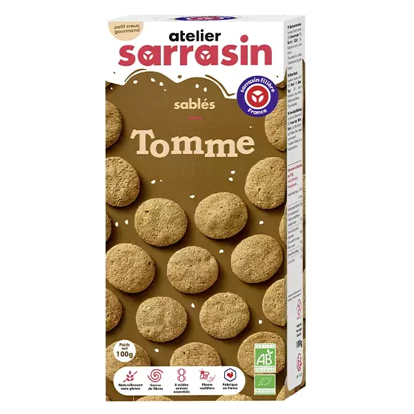 Atelier Sarrasin Sablés de Queso Tomme Bio Sin Gluten 110 g