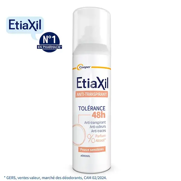 Etiaxil Anti-Transpirant Transpiration Modérée Aisselles Tolérance 48H Aérosol 150 ml