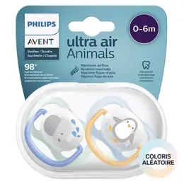 Avent Sucette Ultra Air 0-6m Mixte Animaux Lot de 2