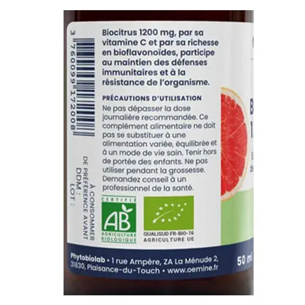 Oemine Biocitrus 1200 Organic Concentrated Grapefruit Seed Extract 50ml