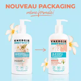 Energie Fruit 2 en 1 Cheveux Abimés Masque Monoï & Huile de Macadamia Bio 300ml 