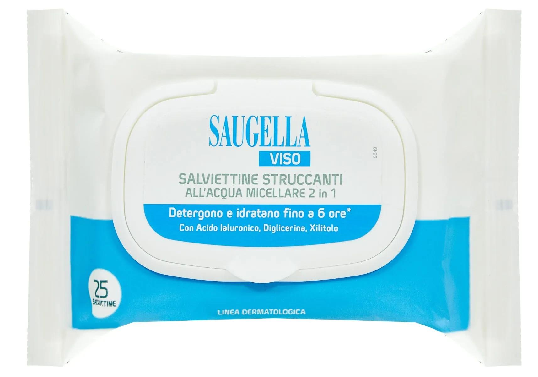 Saugella Viso Salviettine Struccanti all'Acqua Micellare 25 Pezzi