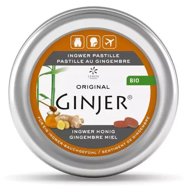 Lemon Pharma Ginjer Lozenges Ginger Taste Organic Honey 40g