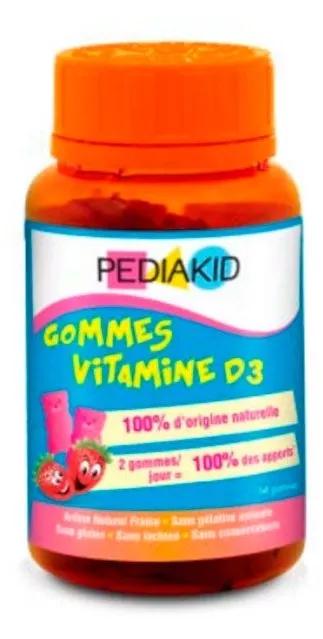 Vitamin D3 Gummibärchen für Kinder Pediakid Erdbeergeschmack 60Uds